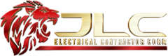 JLC Electrical Contractor logo - red lion with gold JLC wordmark